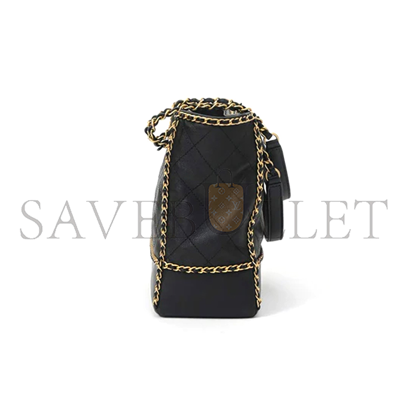 Ch**el black matelassÉ calfskin chained shopping tote as2739 (36*30*11cm)